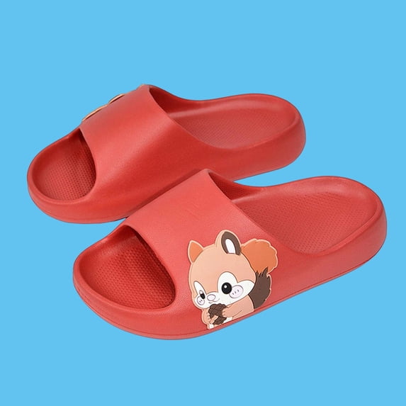 ITSAME Girls Slippers, Thickened Non-Slip Quick-Dry Summer Bathroom Shower Open Toe Slippers Red 12-12.5(Little Kids)