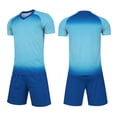 thumbnail image 1 of ITSAME Girls Soccer Uniform Outfits 2-Piece V-Neck Short Sleeve Top and Shorts Kids Football Training Set Blue Size 13, 1 of 9