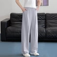 thumbnail image 1 of ITSAME Girls Straight Leg Pants, Loose Fit Wide Leg Ice Silk Casual Trousers with Pockets Gray 4T, 1 of 5