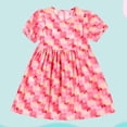 thumbnail image 1 of ITSAME Girls Summer Dress Puff Short Sleeve Cotton Heart Print Kids Loose Casual A-Line Dress Red Size 9-10, 1 of 7