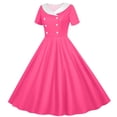 thumbnail image 1 of ITSAME Girls Summer Dress Short Sleeve Lapel Button Up A-Line Kids Fashion Tunic Princess Dress Hot Pink Size 13-14, 1 of 6