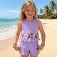 thumbnail image 1 of ITSAME Girls Summer Outfit Sets Flower Embroidery Ruffle Tank and Shorts Casual Clothes 2-Piece Purple Size 2-3, 1 of 9