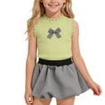 thumbnail image 1 of ITSAME Girls Summer Outfits 2-Piece Bow Ruffle Tank and Plaid Print Puffy Skirt Fashion Casual Clothes Set Green Size 8-9, 1 of 9