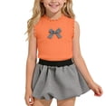 thumbnail image 1 of ITSAME Girls Summer Outfits 2-Piece Bow Ruffle Tank and Plaid Print Puffy Skirt Fashion Casual Clothes Set Orange Size 6-7, 1 of 9