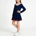 thumbnail image 1 of ITSAME Girls Sweatshirt Dress, Long Sleeve Ruffle Turndown Collar Casual Dresses Blue 5-6T, 1 of 9
