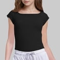 thumbnail image 1 of ITSAME Girls T-Shirts, Loose Fit Short Sleeve Lightweight Breathable Summer Casual Solid Pullover Top Black 9-10T, 1 of 8