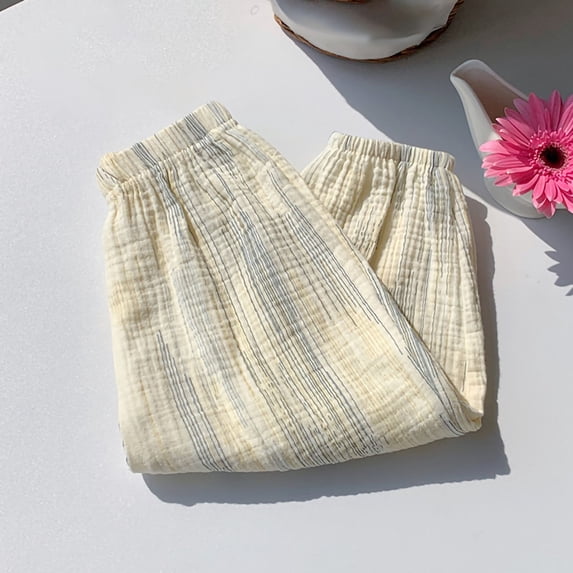 ITSAME Girls Tapered Pants, Loose Fit Cotton Stretch Waist Kids Casual Mosquito Repellent Pants Yellow Size 8