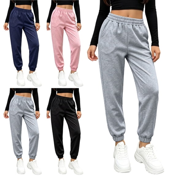 ITSAME Girls Tapered Sweatpants Elastic Waist Loose Fit with Pockets Fall Winter Athletic Casual Joggers Black Size 5T