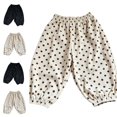 thumbnail image 1 of ITSAME Girls Tapered Sweatpants Loose Fit Elastic Waist Polka Dot Print Kids Casual Active Pants Beige Size 5T, 1 of 1