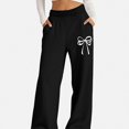 thumbnail image 1 of ITSAME Girls Wide Leg Sweatpants Bow Print High Waisted Loose Fit Fall Winter Casual Trousers with Pockets Size 9, 1 of 6