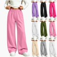 thumbnail image 1 of ITSAME Girls Wide Leg Sweatpants Ruffle Elastic Waist Loose Fit with Pockets Fall Winter Warm Casual Pants Size 14, 1 of 6