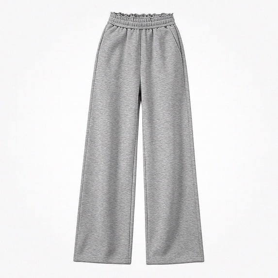 ITSAME Girls Wide Leg Sweatpants Ruffle Elastic Waist Loose Fit with Pockets Fall Winter Warm Casual Pants Size 7