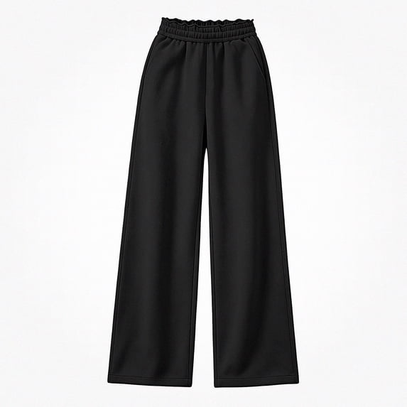 ITSAME Girls Wide Leg Sweatpants Ruffle Elastic Waist Loose Fit with Pockets Fall Winter Warm Casual Pants Size 9