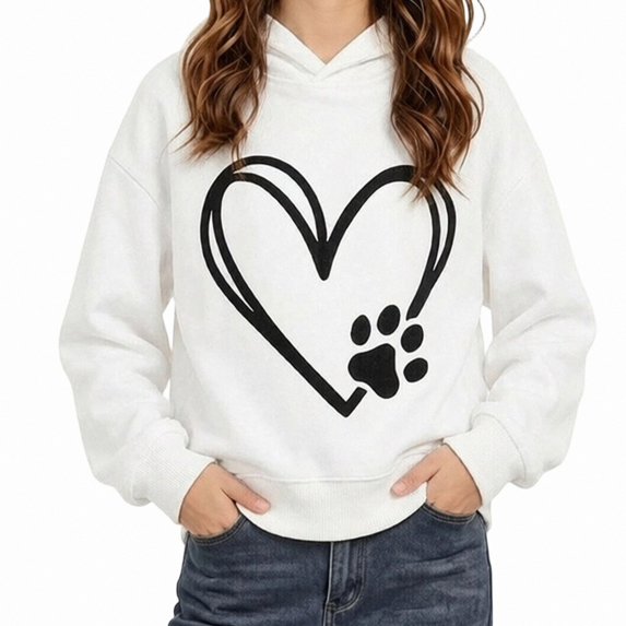 ITSAME Hoodie for Girls (1-10) Long Sleeve Pullover Loose Fit Heart Print Fall Casual Comfy Hooded Sweatshirt Size 5T