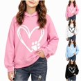 thumbnail image 1 of ITSAME Hoodie for Girls (1-10) Long Sleeve Pullover Loose Fit Heart Print Fall Casual Comfy Hooded Sweatshirt Size 5T, 1 of 6