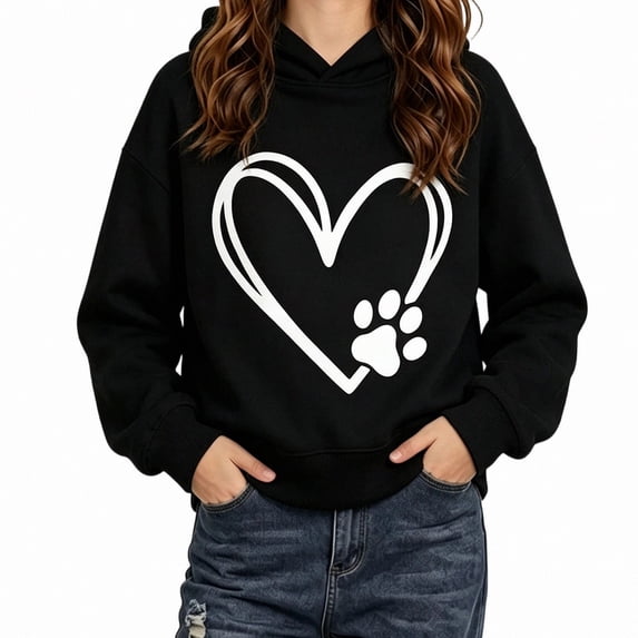 ITSAME Hoodie for Girls (1-10) Long Sleeve Pullover Loose Fit Heart Print Fall Casual Comfy Hooded Sweatshirt Size 9