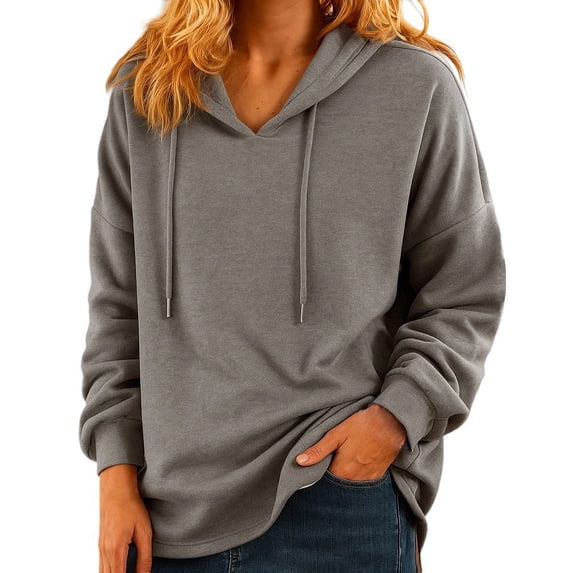 ITSAME Hoodie for Womens, Long Sleeve Drawstring Hooded Tops Fashion Loose Causal Pullover Tops Gray L
