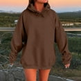 thumbnail image 1 of ITSAME Hoodie for Womens, Mid-Length Loose Fit Long Sleeve Casual Pullover Fashion Tops Coffee L, 1 of 5