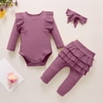 thumbnail image 1 of ITSAME Infant Girls Outfit 3-Piece, with Headband Crewneck Ruffled Top and Long Pants Comfortable Trendy Casual Set Red 18-24M, 1 of 6
