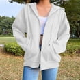 thumbnail image 1 of ITSAME Jackets for Womens, Zip Up with Pockets Loose Fit Drawstring Hooded Sweatshirt Outwear White L, 1 of 6