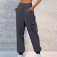thumbnail image 1 of ITSAME Joggers for Womens, Drawstring Multi-Pockets Running Tapered Pants Workout Sweatpants Dark Gray M, 1 of 5