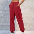 thumbnail image 1 of ITSAME Joggers for Womens, Drawstring Running Tapered Pants Multi-Pockets Workout Sweatpants Red M, 1 of 5