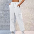 thumbnail image 1 of ITSAME Joggers for Womens, Running Tapered Pants Multi-Pockets Drawstring Workout Sweatpants White L, 1 of 5