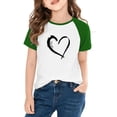 thumbnail image 1 of ITSAME Kids Boys Girls T-Shirts, Loose Fit Heart Graphic Crewneck Valentine's Day T-Shirts Green 5T, 1 of 8