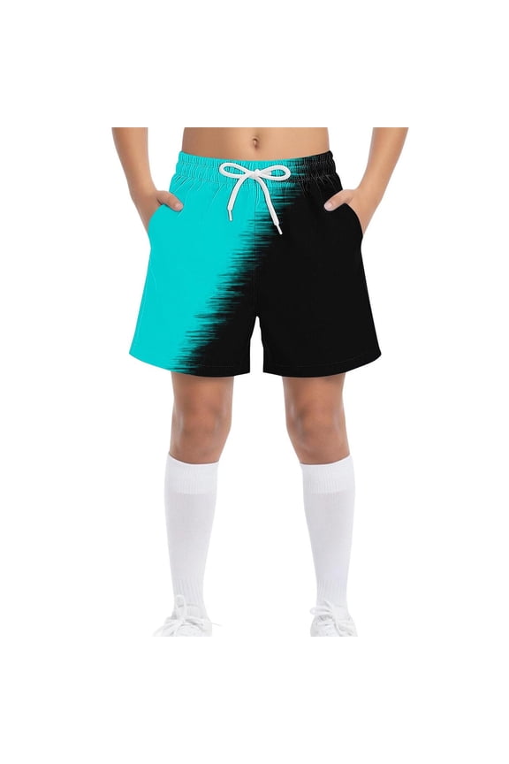 Kids Boys Swim Trunks, Drawstring Color Blocking Quick-Dry Summer Casual Beach Seaside Holiday Swim Shorts Mint Green 4-5T