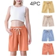thumbnail image 1 of ITSAME Kids Girls Casual Shorts, Cotton Linen Lightweight Elastic Waist Summer Fashion Active Shorts 4-Pack Yellow 7T, 1 of 9