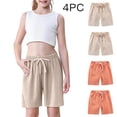 thumbnail image 1 of ITSAME Kids Girls Casual Shorts, Loose Fit Elastic Waist Cotton Linen Summer Breathable Athletic Shorts 4-Pack Beige 7T, 1 of 9