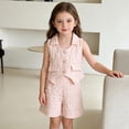 thumbnail image 1 of ITSAME Kids Girls Outfits 2-Piece, Lapel Button Up Vest and Shorts Summer Fashion Casual Clothes Set Pink Size 6, 1 of 7