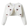 thumbnail image 1 of ITSAME Knitted Cardigan for Girls Cotton One-button Long Sleeve Cropped Top Fall Soft Comfy Sweater White Size 12, 1 of 8