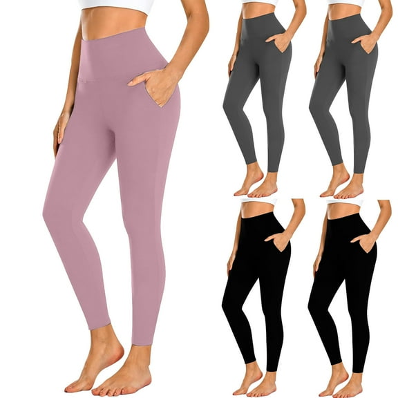 ITSAME Leggings for Womens, High Waisted Tight Fitting Hip Lifting Pockets Elastic Running Yoga Workout Pants Purple 2XL