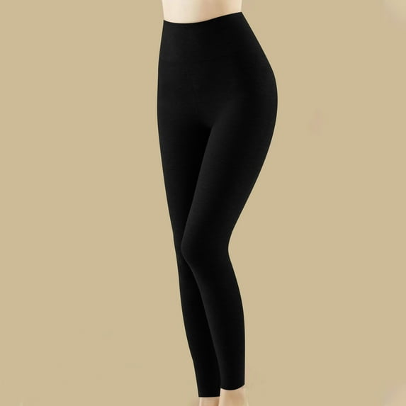 ITSAME Leggings for Womens, High Waisted Tight Fitting Velvet Seamless Fall Winter Running Yoga Workout Pants Black M