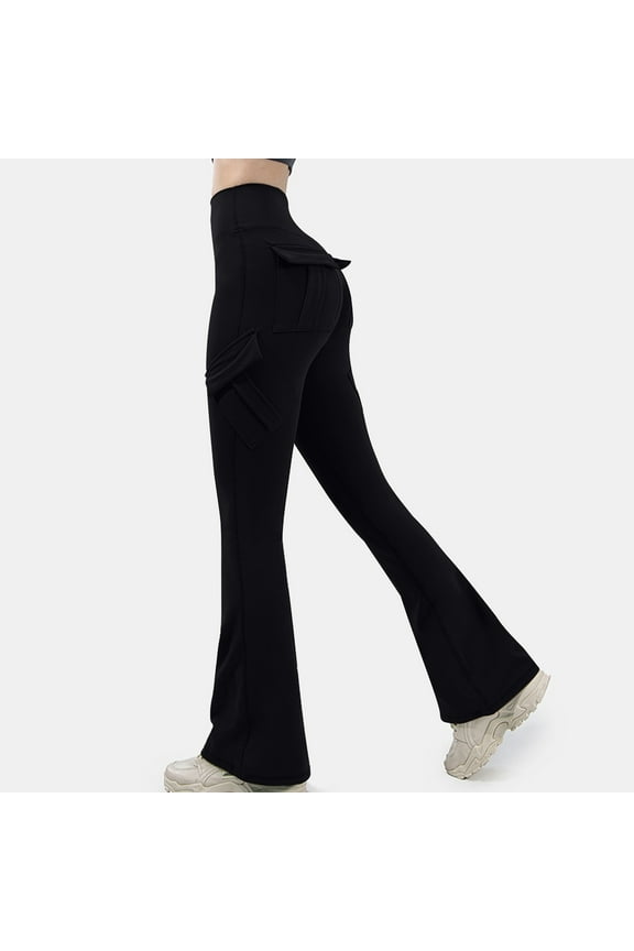 Leggings for Womens, Hip Lifting High Waisted Tight Fitting Elastic Running Yoga Workout Flared Pants Black M