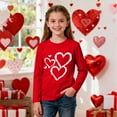 thumbnail image 1 of ITSAME Long Sleeve Shirts For Girls, Crewneck Fashion Valentine's Day Print Pullover Top Red 9-10T, 1 of 7