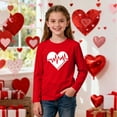 thumbnail image 1 of ITSAME Long Sleeve Shirts For Girls, Fashion Valentine's Day Print Crewneck Pullover Top Red 11-12T, 1 of 7