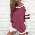 thumbnail image 1 of ITSAME Long Sleeve Shirts for Womens, Color Block Loose Fit Crewneck Casual Pullover Raglan Tees Wine XL, 1 of 6