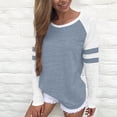 thumbnail image 1 of ITSAME Long Sleeve Shirts for Womens, Crewneck Color Block Loose Fit Casual Pullover Raglan Tees Light Blue S, 1 of 6
