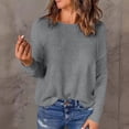 thumbnail image 1 of ITSAME Long Sleeve Shirts for Womens, Fashion Lightweight Crewneck Loose Fit Casual Pullover Tops Gray XL, 1 of 8