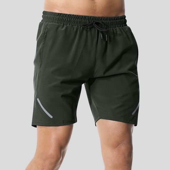 ITSAME Men's Active Shorts, Classic Fit Drawstring Elastic Waist with Pockets Summer Running Sports Beach Shorts Army Green L