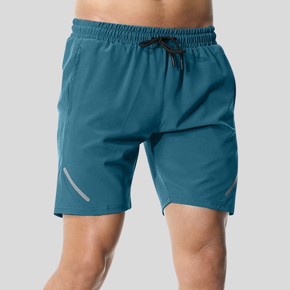 ITSAME Men's Active Shorts, with Pockets Classic Fit Drawstring Elastic Waist Summer Running Sports Beach Shorts Sky Blue 3XL