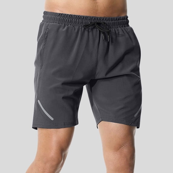 ITSAME Men's Active Shorts, with Pockets Drawstring Elastic Waist Classic Fit Summer Running Sports Beach Shorts Dark Gray L