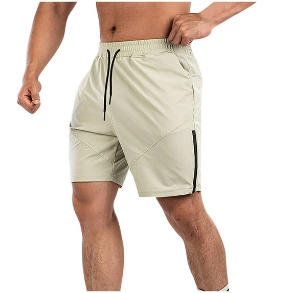 ITSAME Men's Athletic Shorts, Loose Fit Drawstring Quick Drying Breathable Gym Sports Shorts Beige 3XL