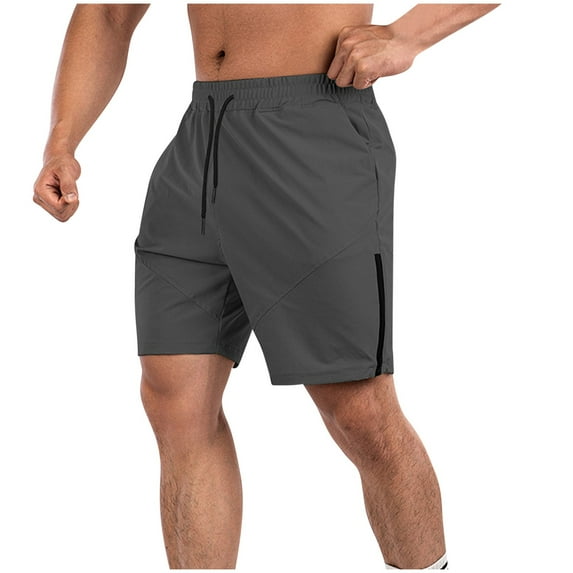 ITSAME Men's Athletic Shorts, Quick Drying Loose Fit Drawstring Breathable Gym Sports Shorts Dark Gray L