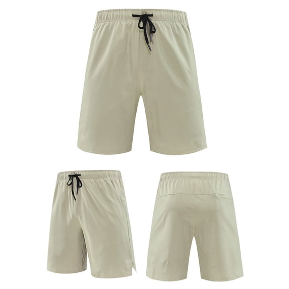 ITSAME Men's Athletic Shorts, Quick Drying Thin Breathable Elastic Waist Summer Sports Shorts with Pockets Khaki 2XL