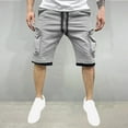 thumbnail image 1 of ITSAME Men's Cargo Shorts, Drawstring Multi-Pocket Loose Straight Summer Fashion Casual Shorts Gray L, 1 of 6