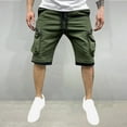 thumbnail image 1 of ITSAME Men's Cargo Shorts, Drawstring Multi-Pocket Loose Straight Summer Fashion Casual Shorts Green L, 1 of 6