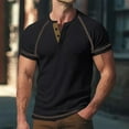 thumbnail image 1 of ITSAME Men's Henley T-Shirt, Short Sleeve Trendy Button Crew Neck Classic Fit Summer Casual Tee Black XL, 1 of 9